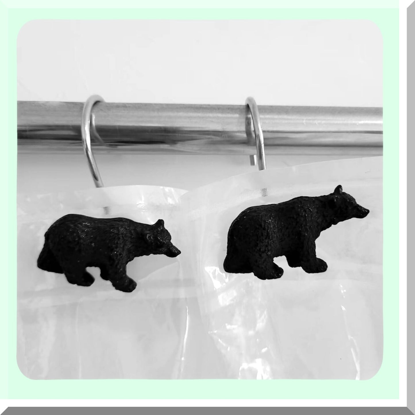 Black Bear Lodge Shower Curtain Hooks Set of 12