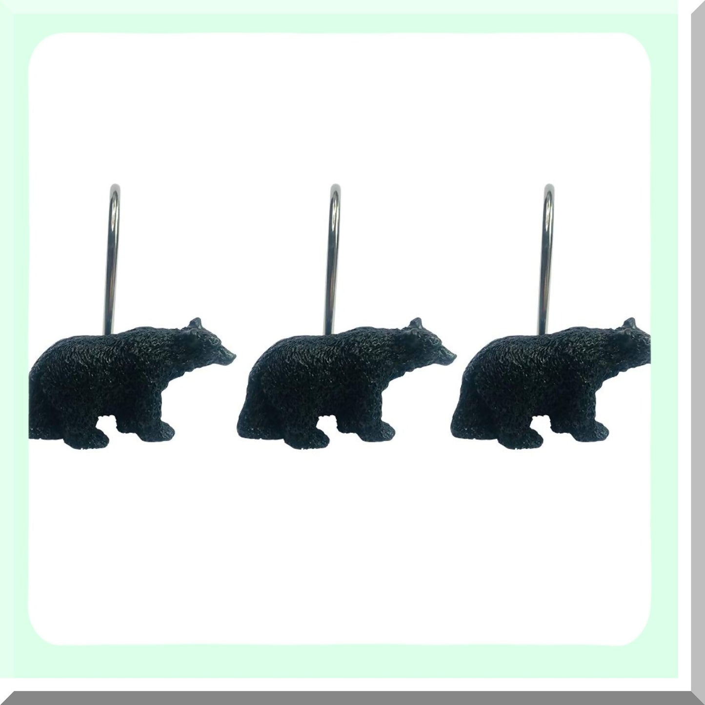 Black Bear Lodge Shower Curtain Hooks Set of 12