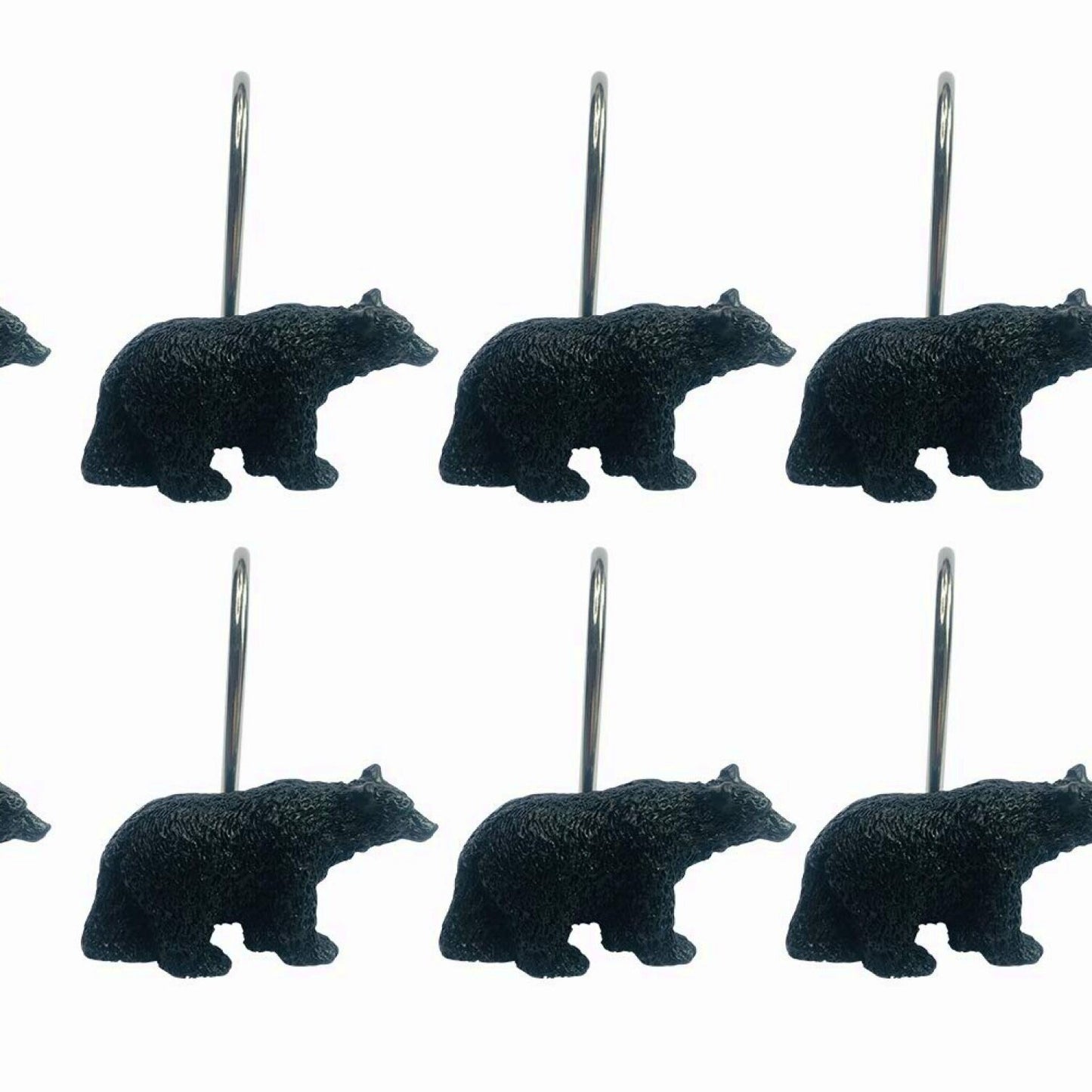 Black Bear Lodge Shower Curtain Hooks Set of 12