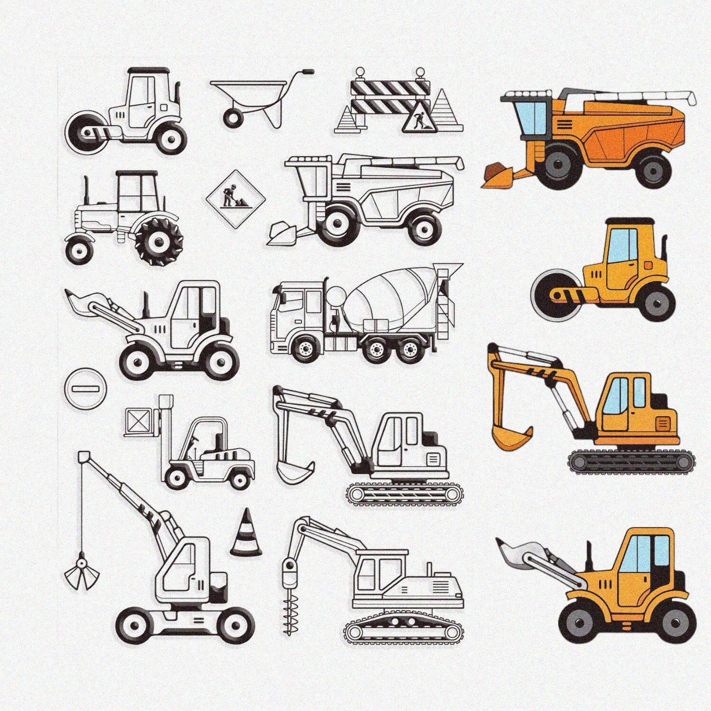 Construction Vehicle Clear Stamps Set 5.83x8.27 Inches