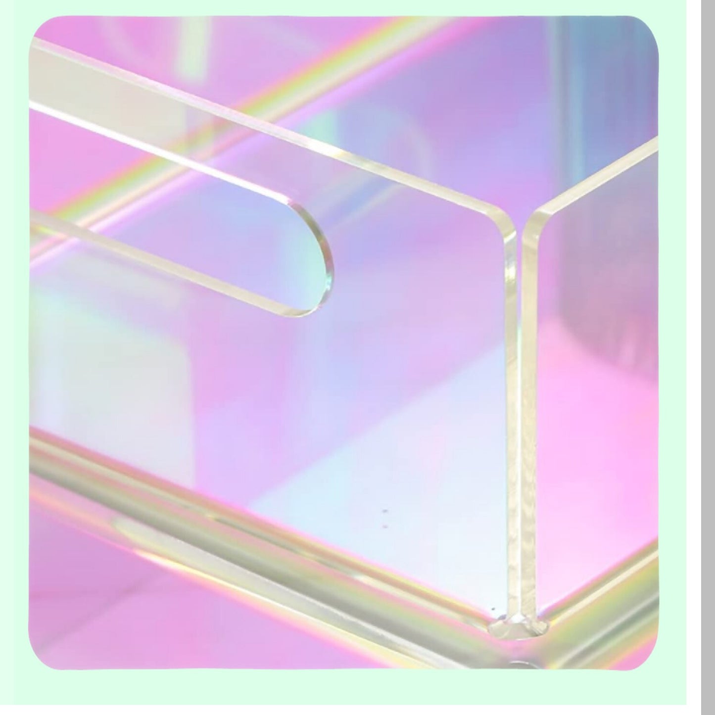 Acrylic Makeup Tray Iridescent Organizer 8.6x6.4x3.3 inch