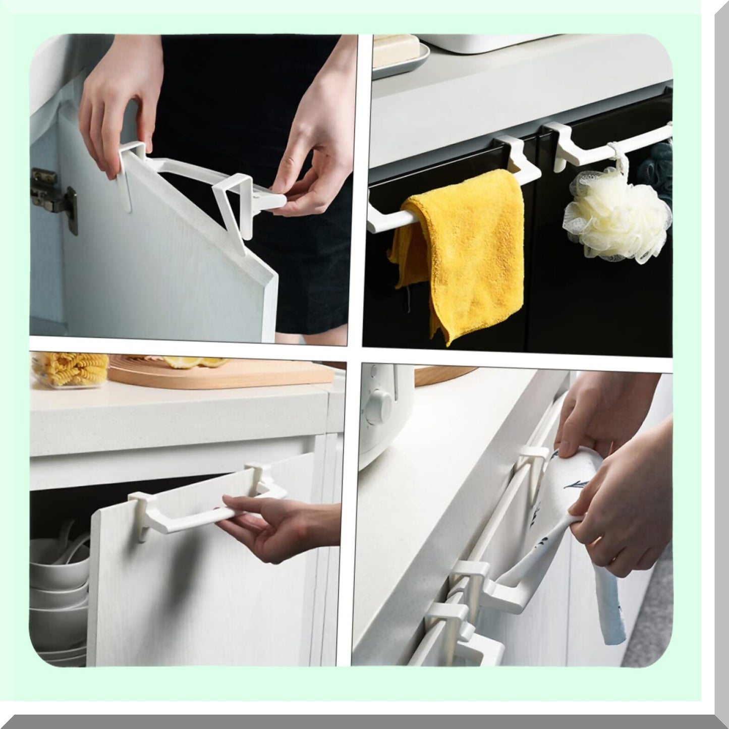 4pcs White Over Door Towel Hooks Wall Mounted Storage Rack