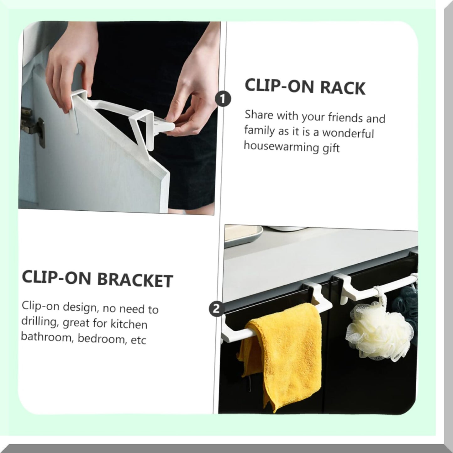 4pcs White Over Door Towel Hooks Wall Mounted Storage Rack