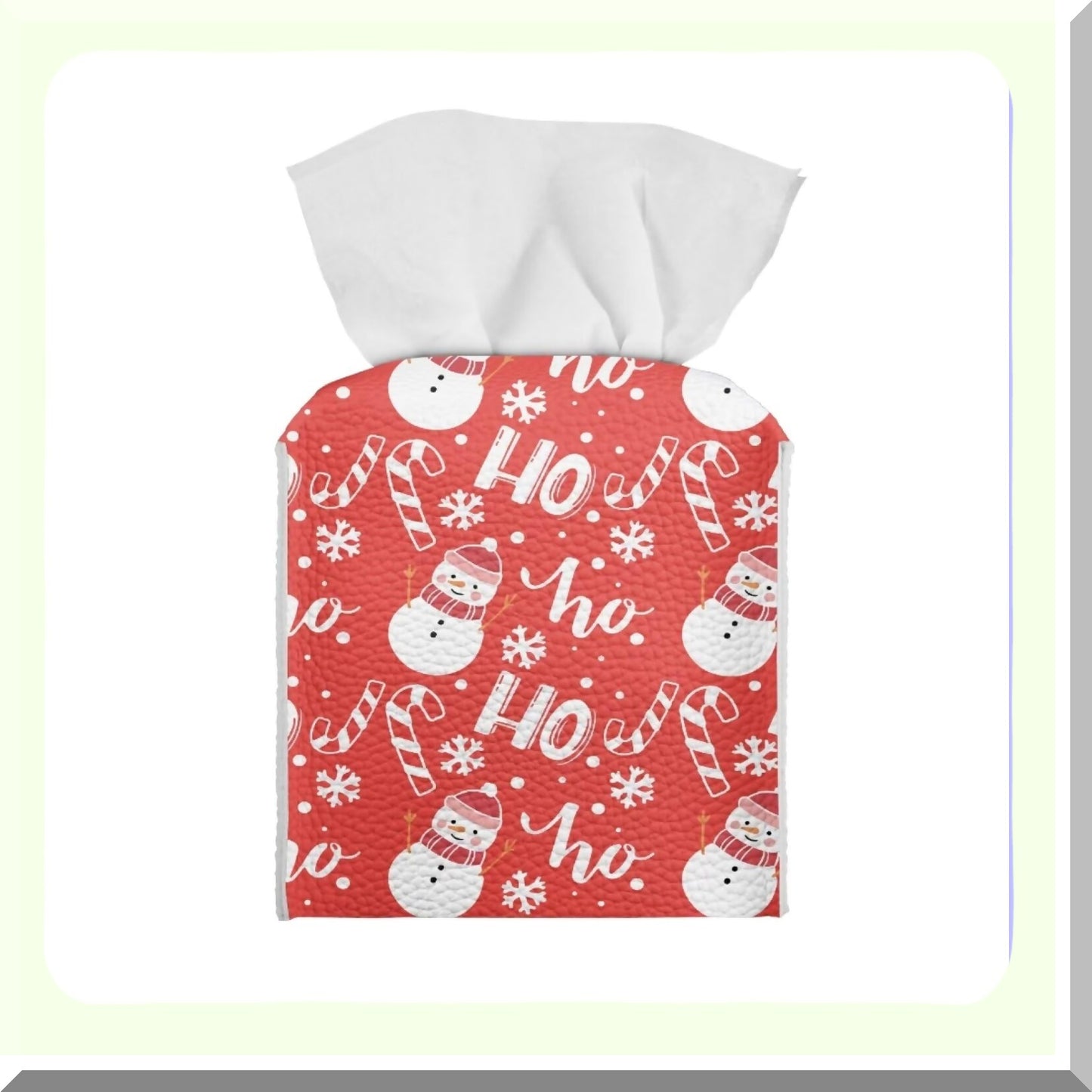 Snowman Snowflake PU Leather Tissue Box Cover