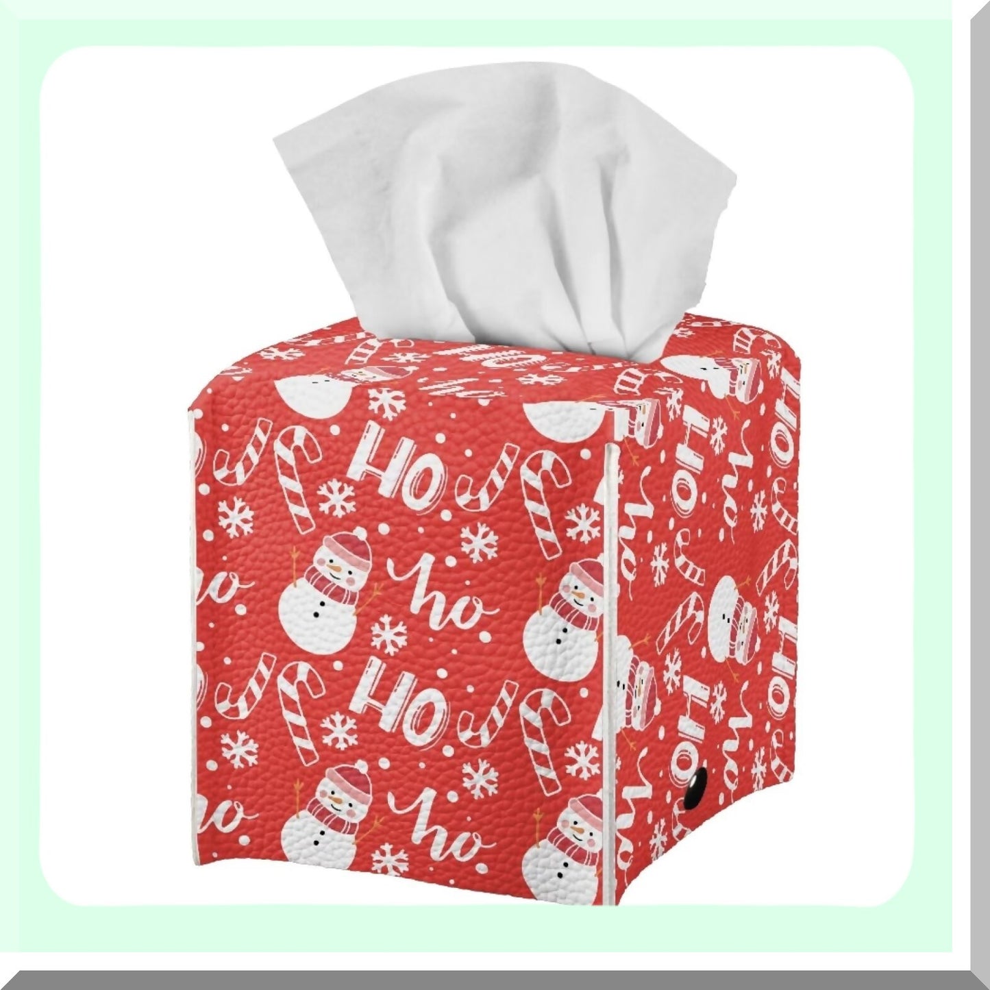 Snowman Snowflake PU Leather Tissue Box Cover