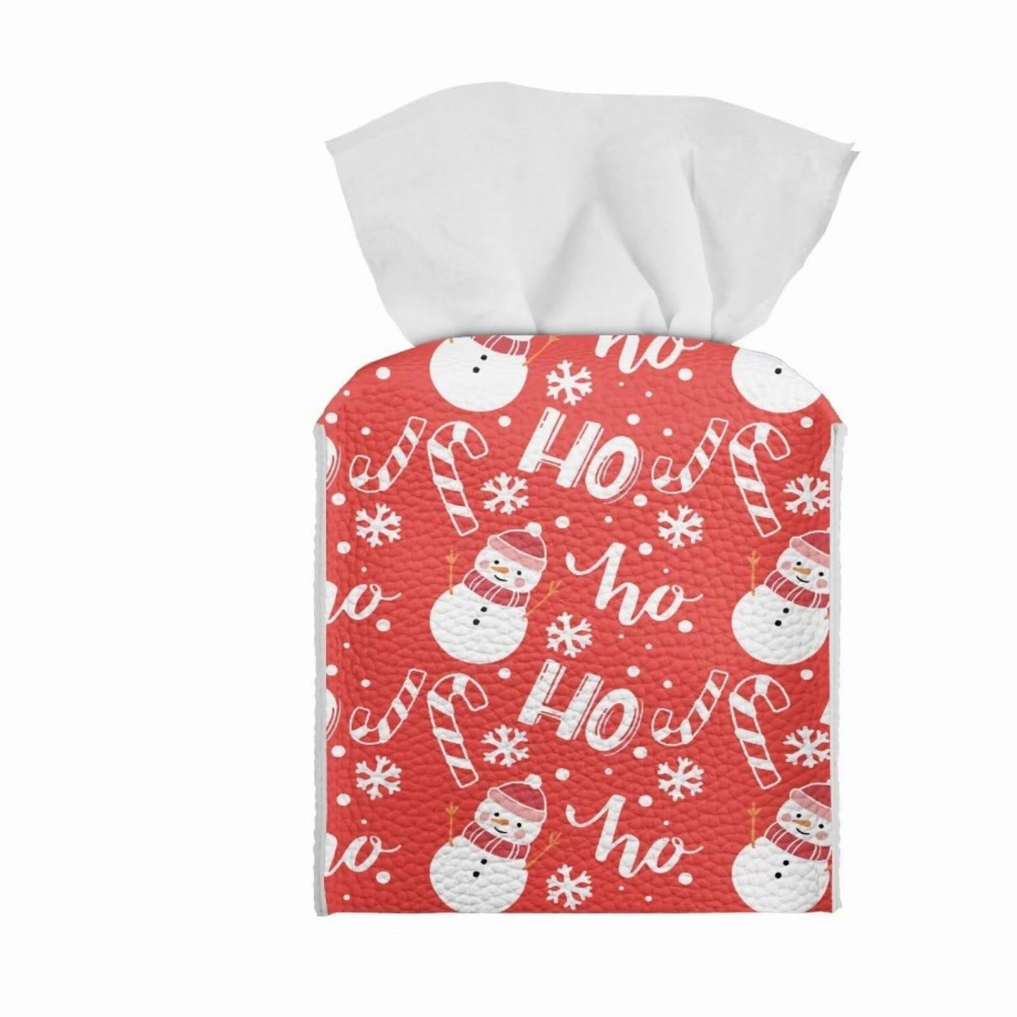 Snowman Snowflake PU Leather Tissue Box Cover