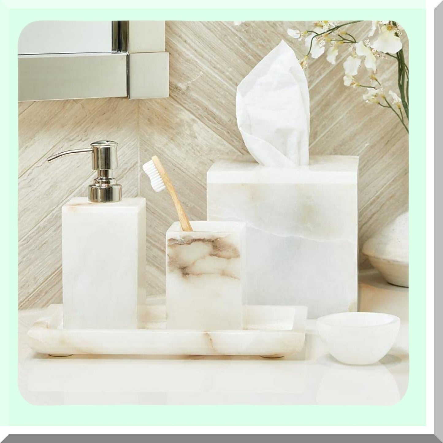 Alabaster Bathroom Tray Medium White