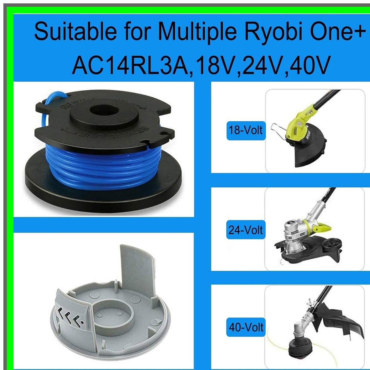 Efficient Replacement Trimmer Spool with 11ft 0.065" Line for Ryobi Tools