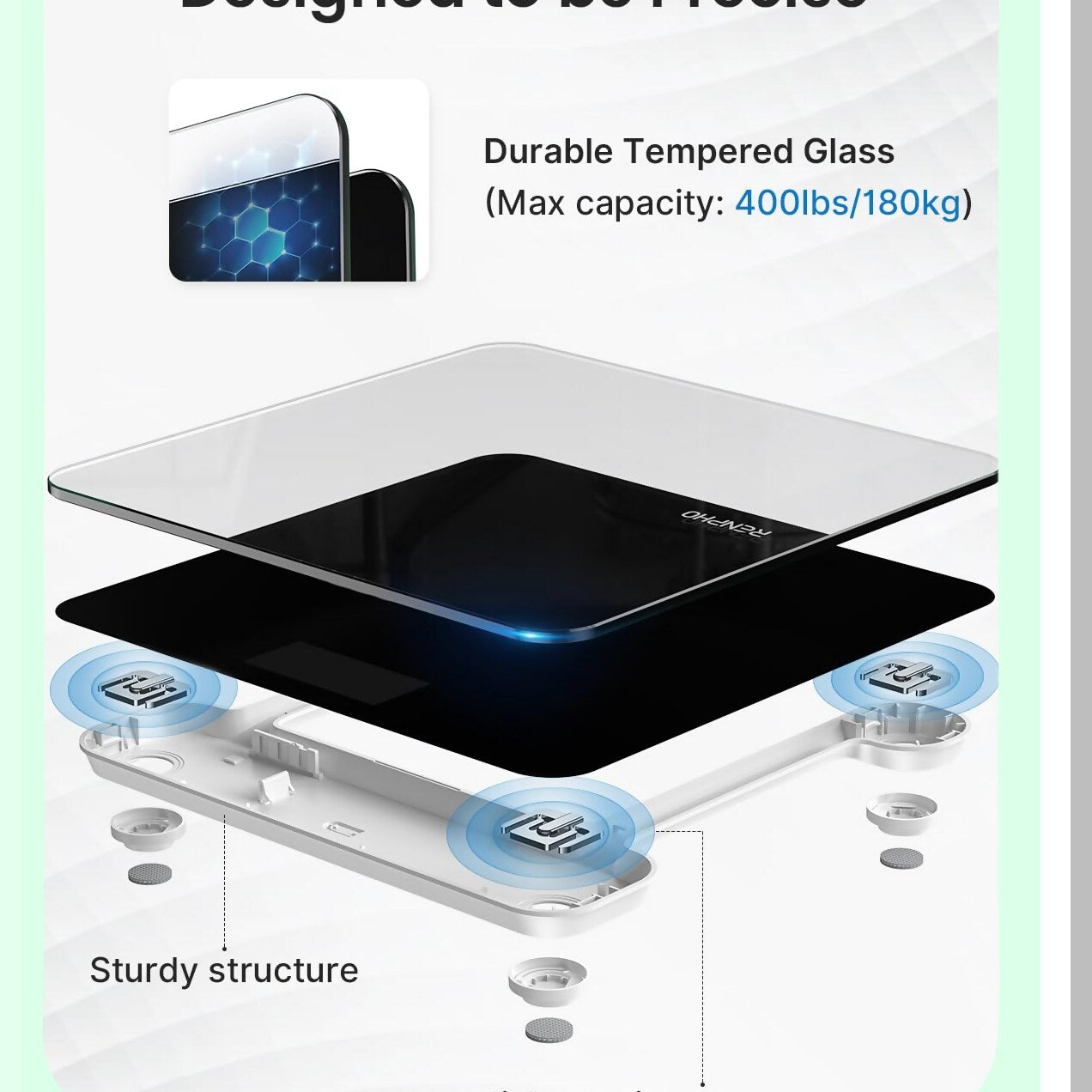 Digital Bathroom Scale Black 10.2"x10.2"