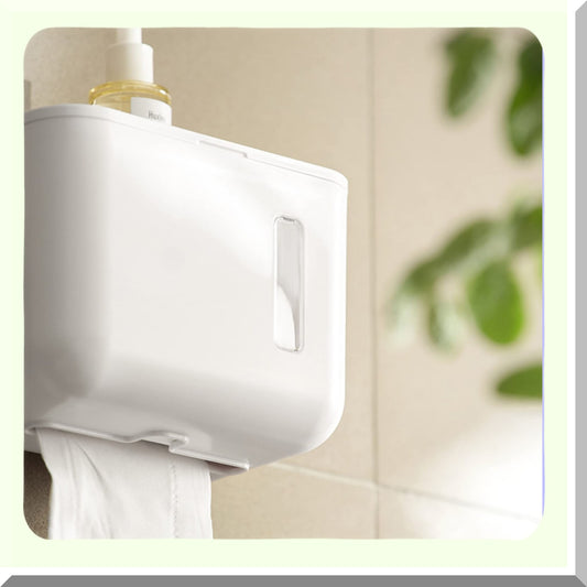 Wall Mounted White Tet Paper Holder with Shelf