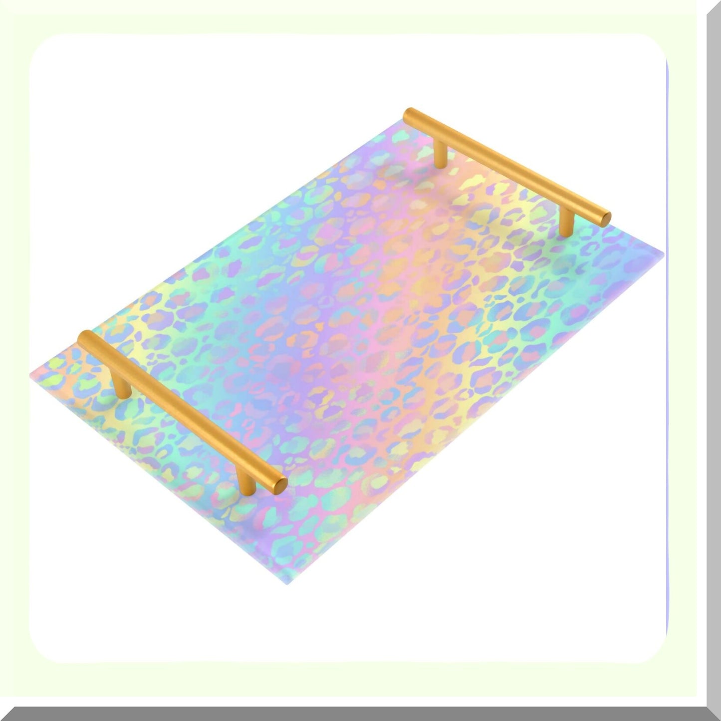Pastel Leopard Marble Vanity Tray for Bathroom and Kitchen