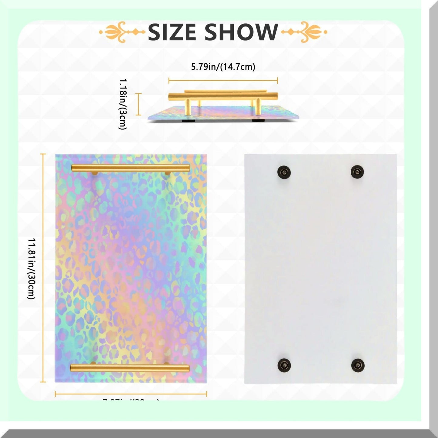 Pastel Leopard Marble Vanity Tray for Bathroom and Kitchen