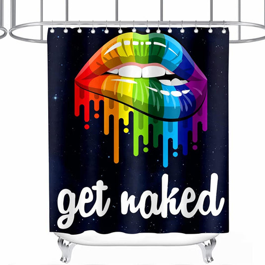 Funny Rainbow Lips Galaxy Shower Curtain 72x72 Inches