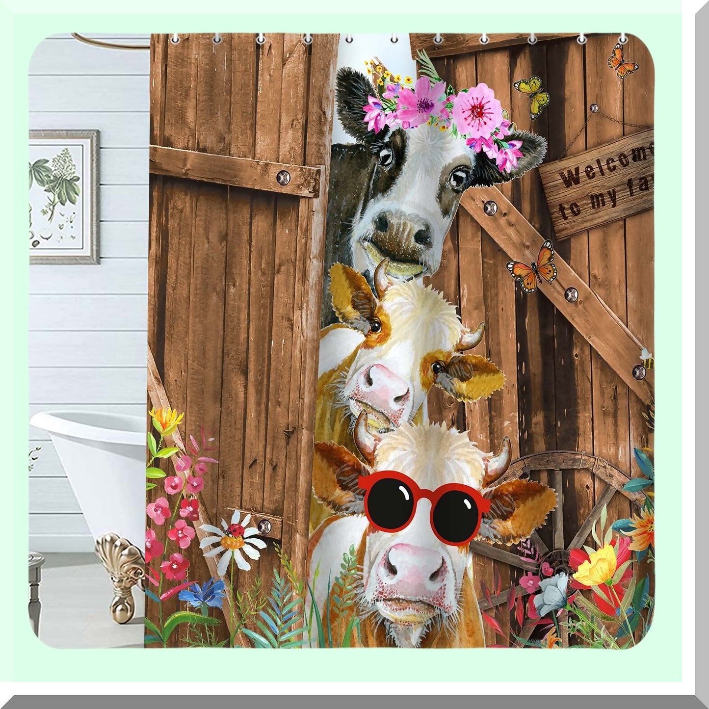 Farm Cow Shower Curtain 69x72in