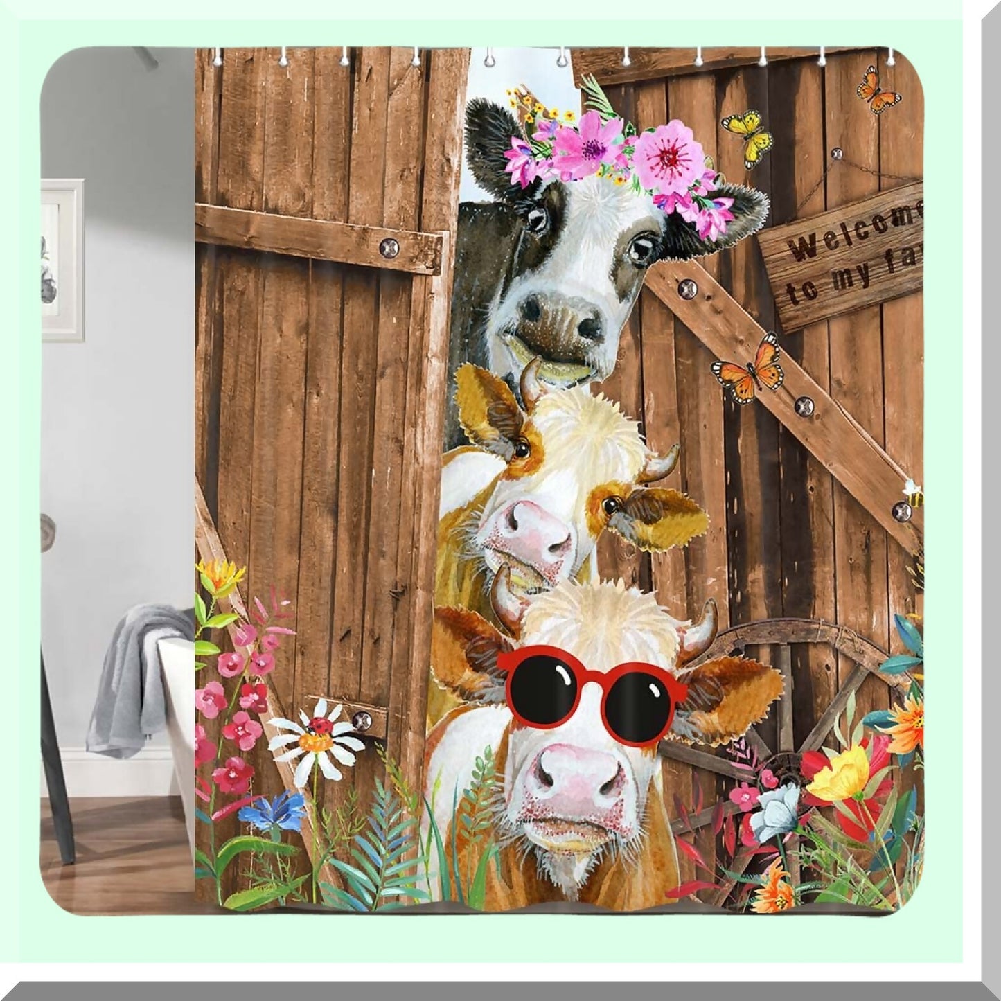 Farm Cow Shower Curtain 69x72in