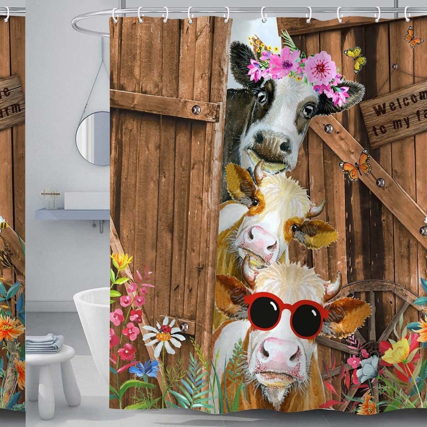 Farm Cow Shower Curtain 69x72in