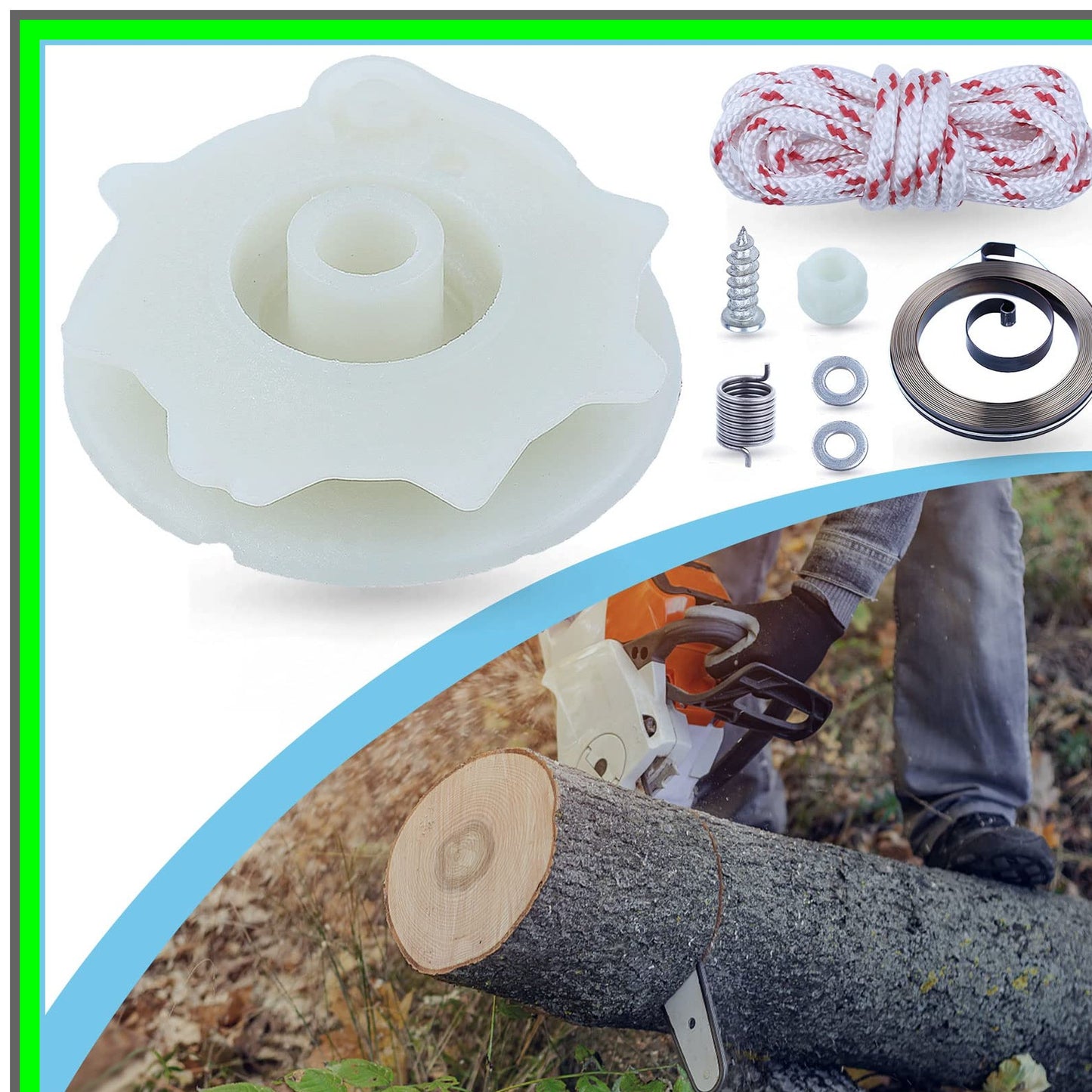 Poulan Chainsaw Recoil Starter Spring Kit with Rope and Bolt Replacement Parts