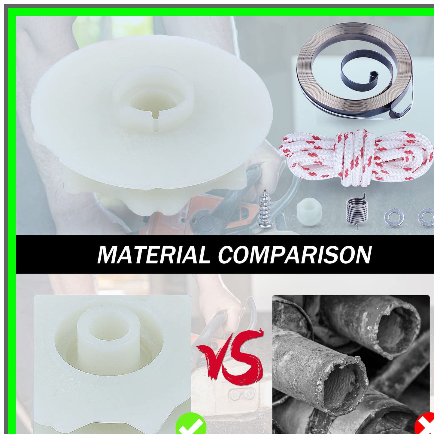 Poulan Chainsaw Recoil Starter Spring Kit with Rope and Bolt Replacement Parts