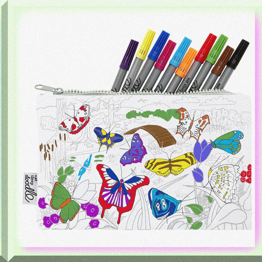 Butterfly Pencil Case with Washable Markers