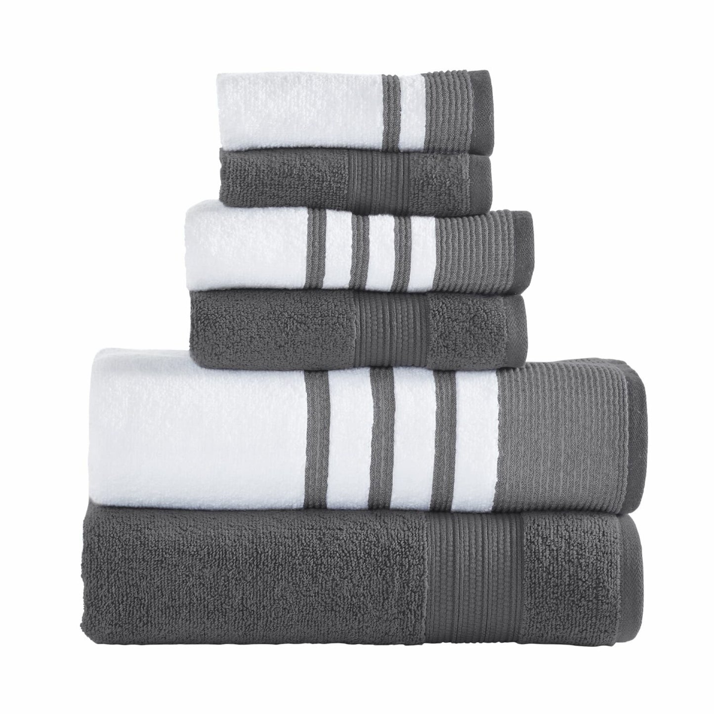 6-Piece Quick Dry Towel Set White/Contrast