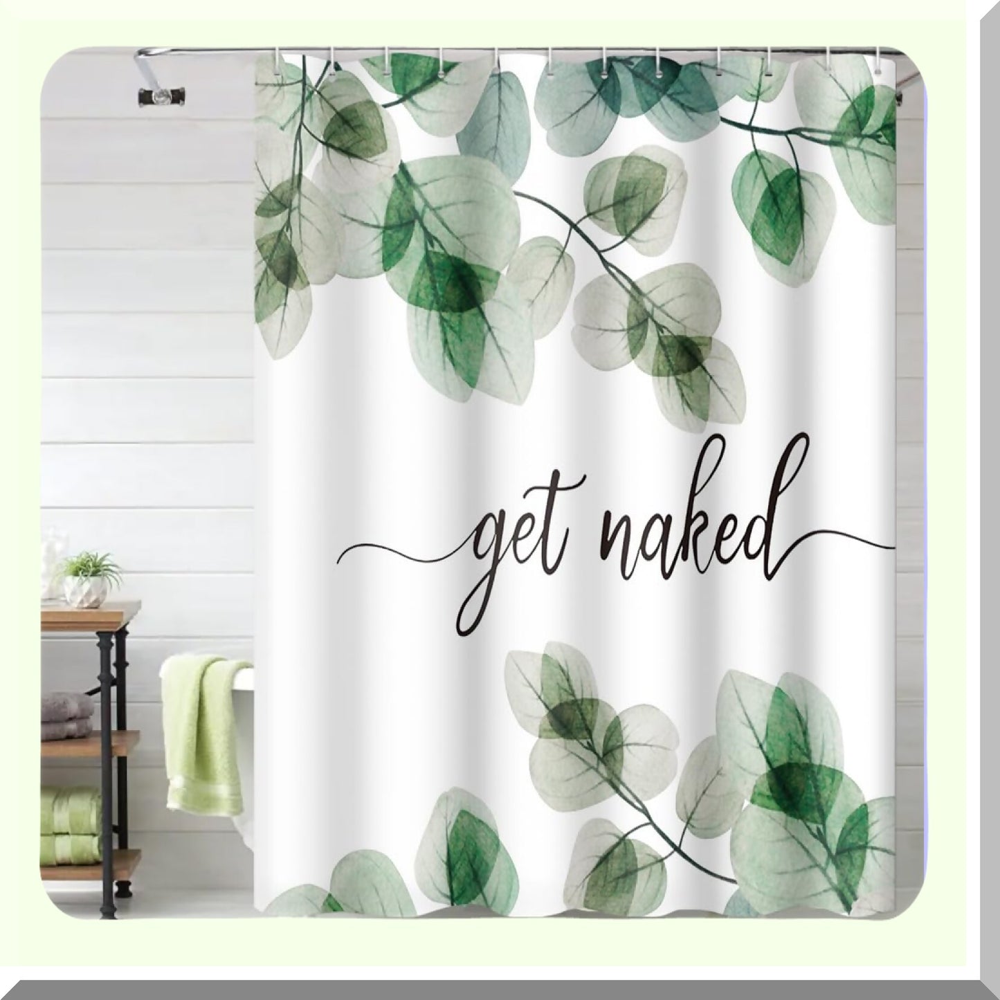 Watercolor Botanical Shower Curtain 69x70 Inch Green Eucalyptus