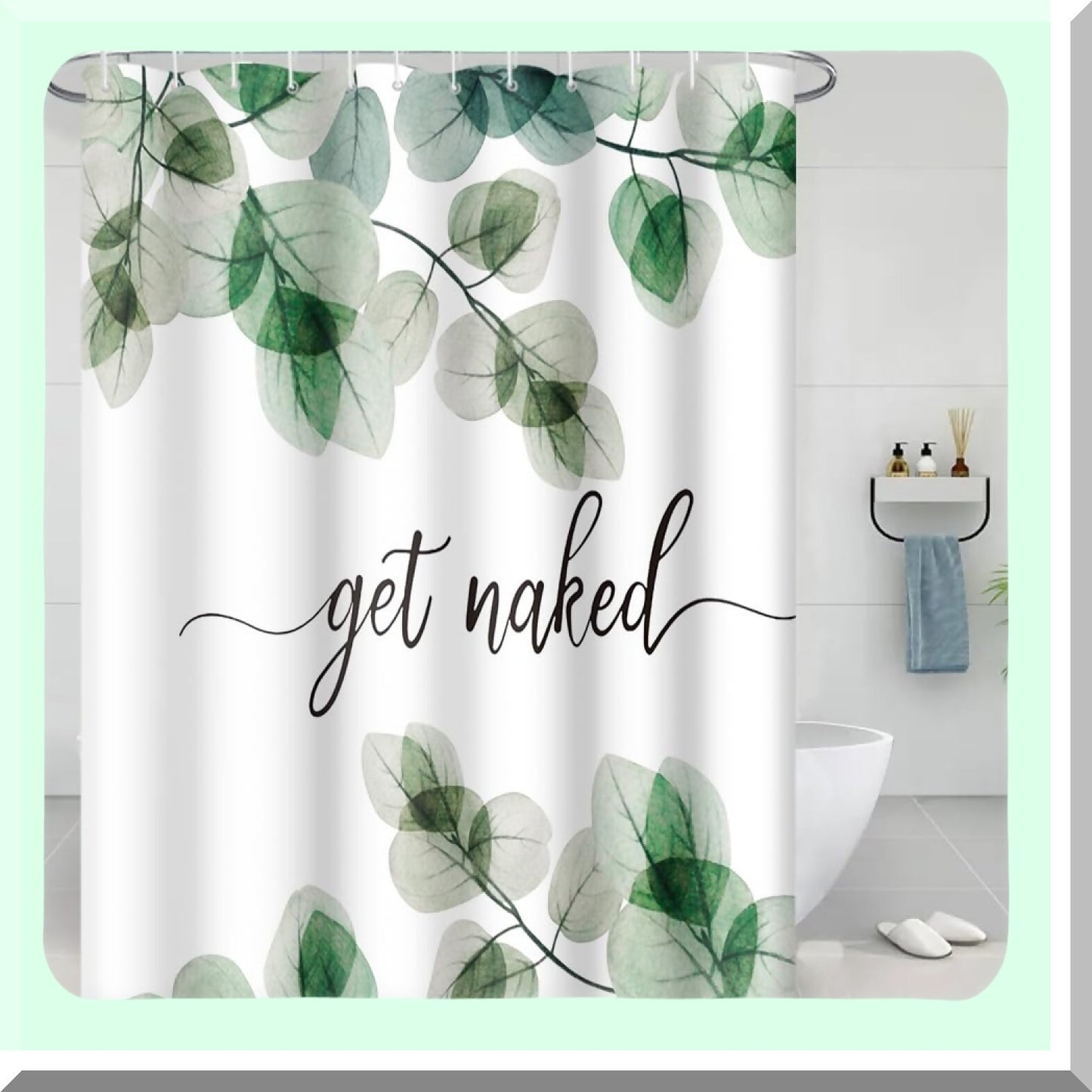 Watercolor Botanical Shower Curtain 69x70 Inch Green Eucalyptus