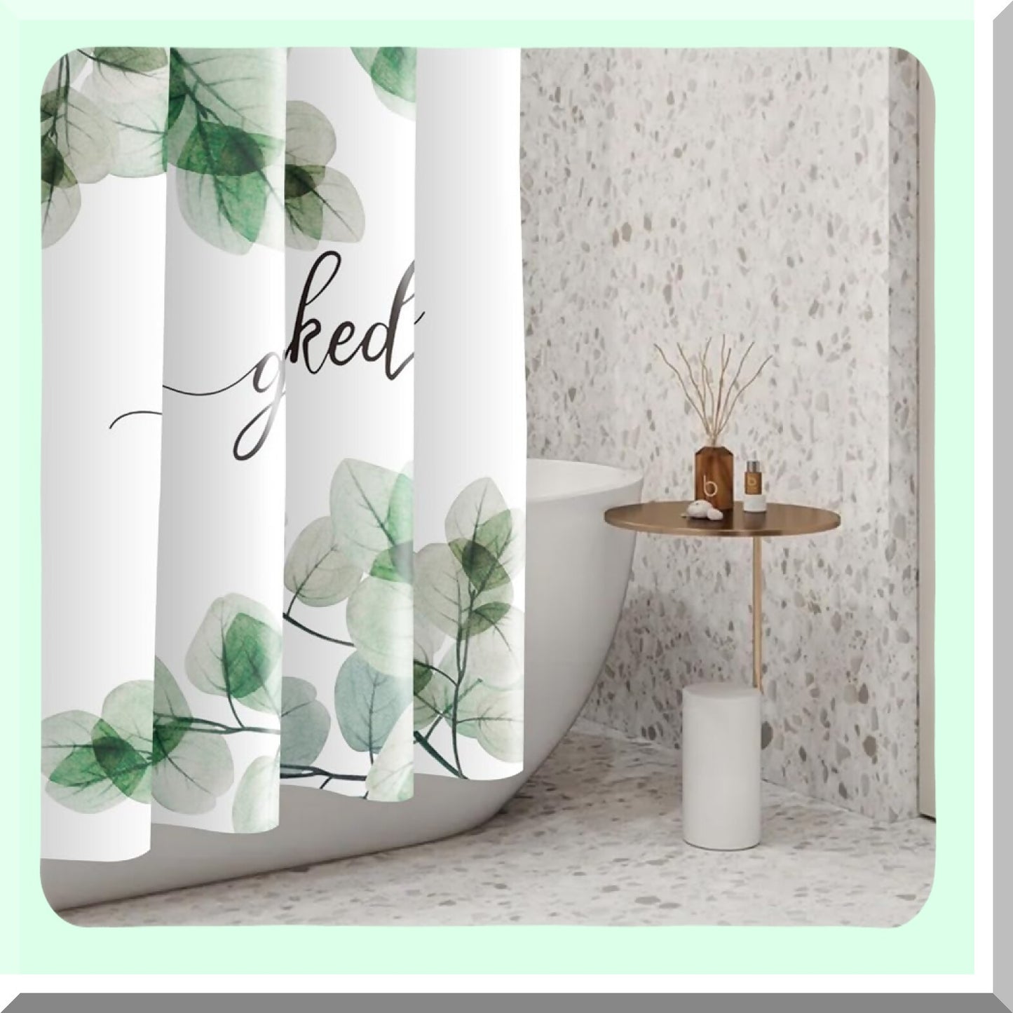 Watercolor Botanical Shower Curtain 69x70 Inch Green Eucalyptus