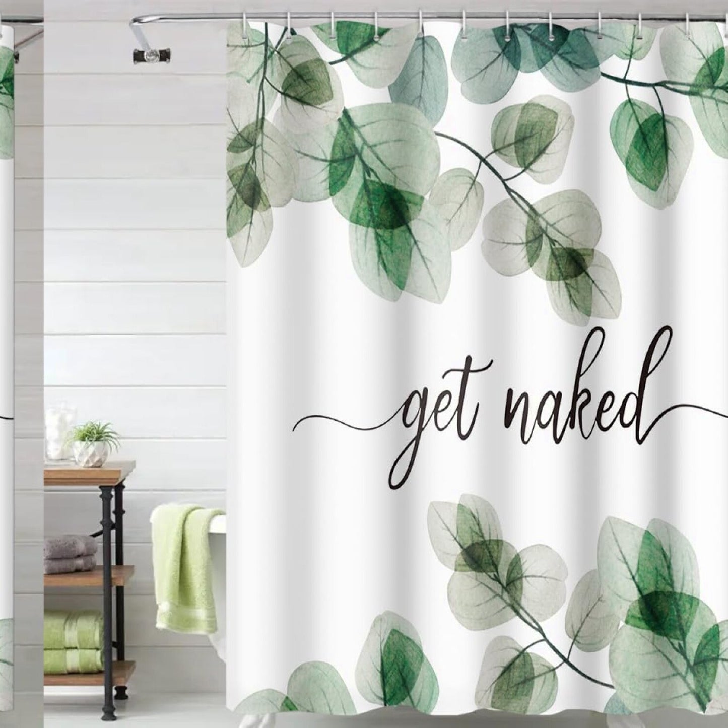 Watercolor Botanical Shower Curtain 69x70 Inch Green Eucalyptus