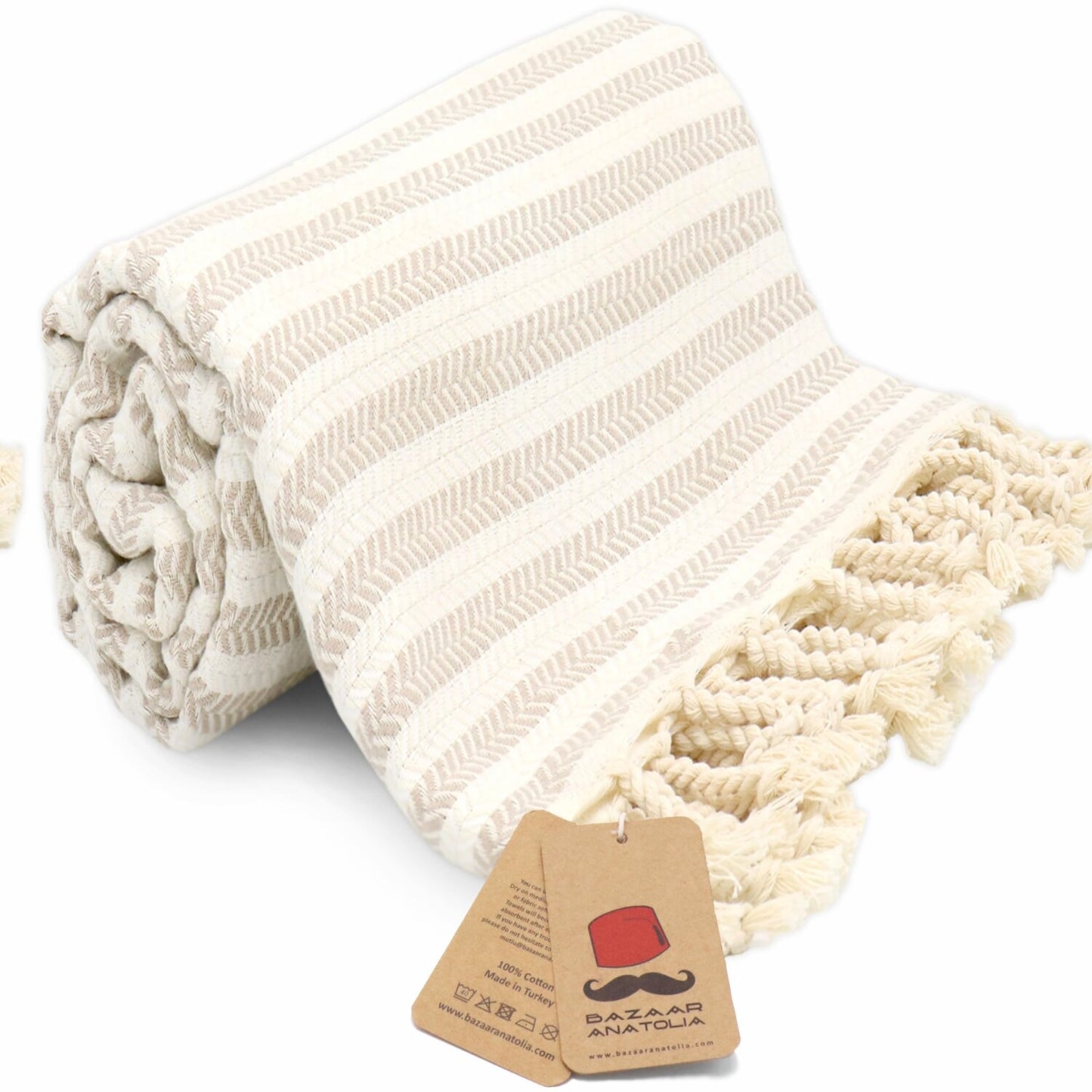 Turkish Cotton Beach Towel 71x39 Inches Beige