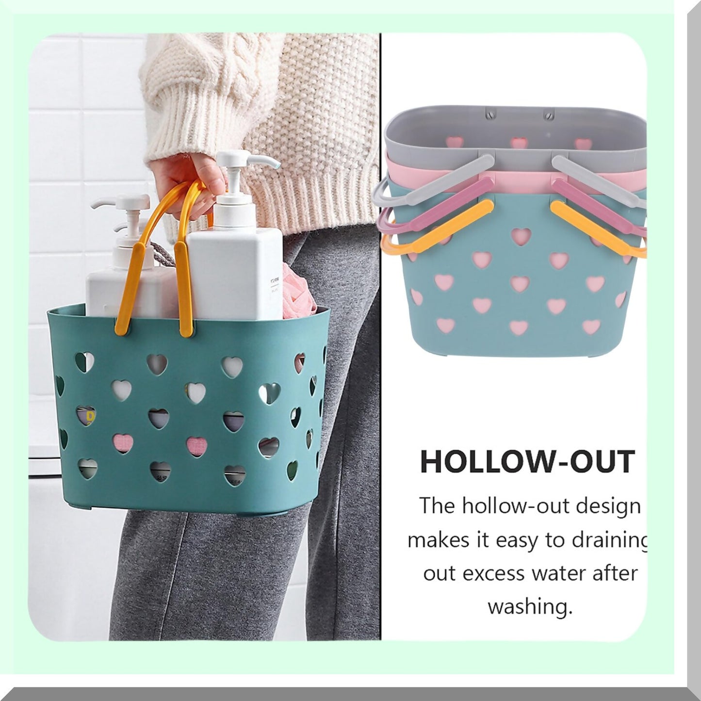 Plastic Shower Caddy 3Pcs Bathroom Storage Baskets