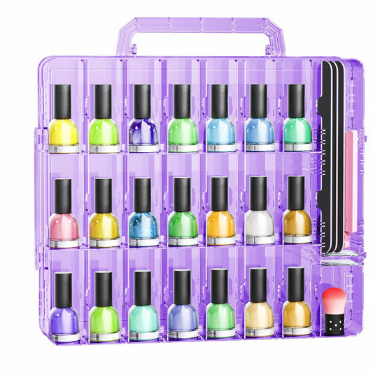 48 Bottle Nail Polish Organizer Case Purple