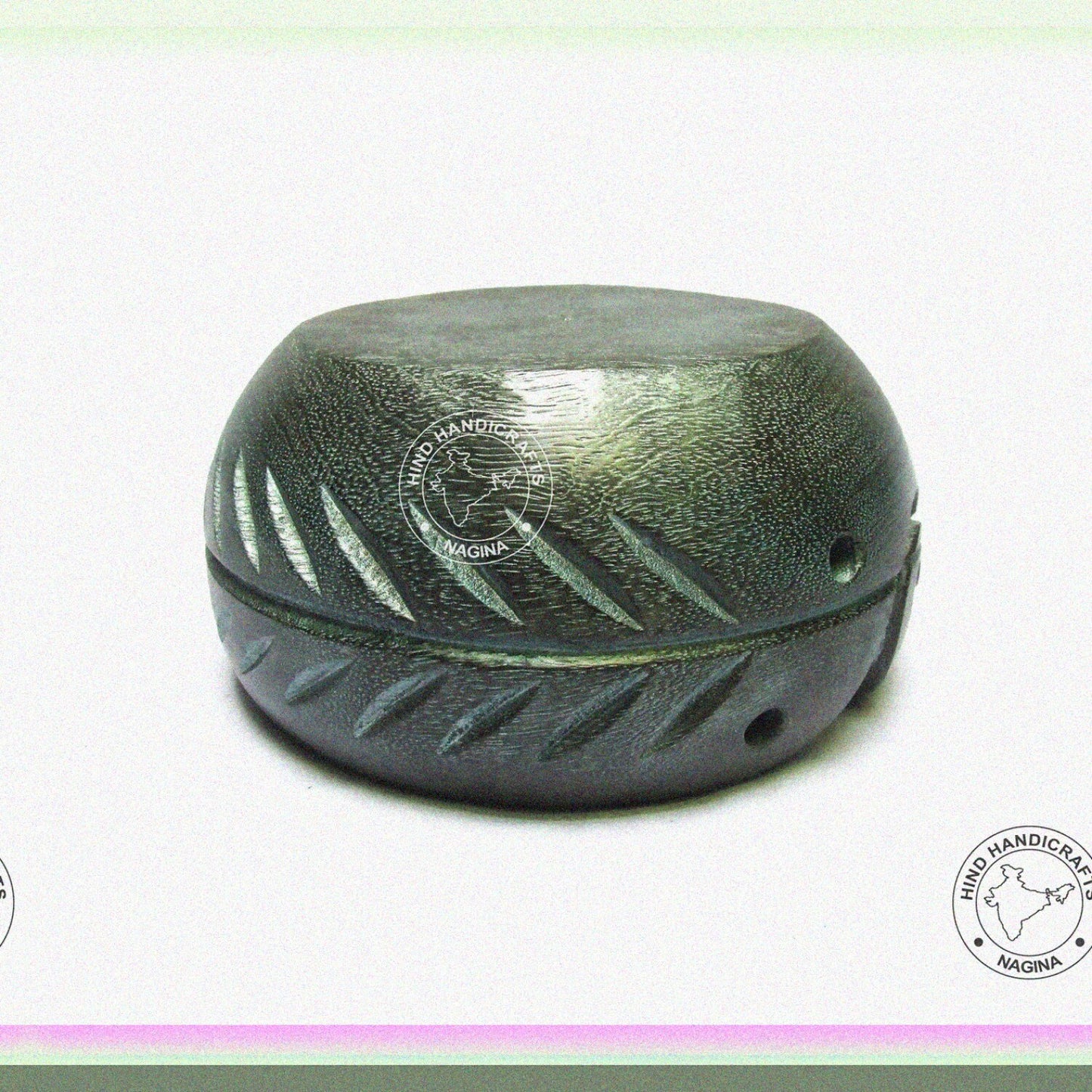 Solid Dark Wooden Yarn Bowl 6" x 6" x 3" Slate Gray