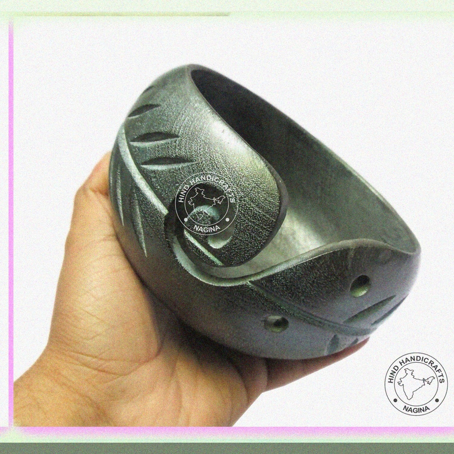 Solid Dark Wooden Yarn Bowl 6" x 6" x 3" Slate Gray