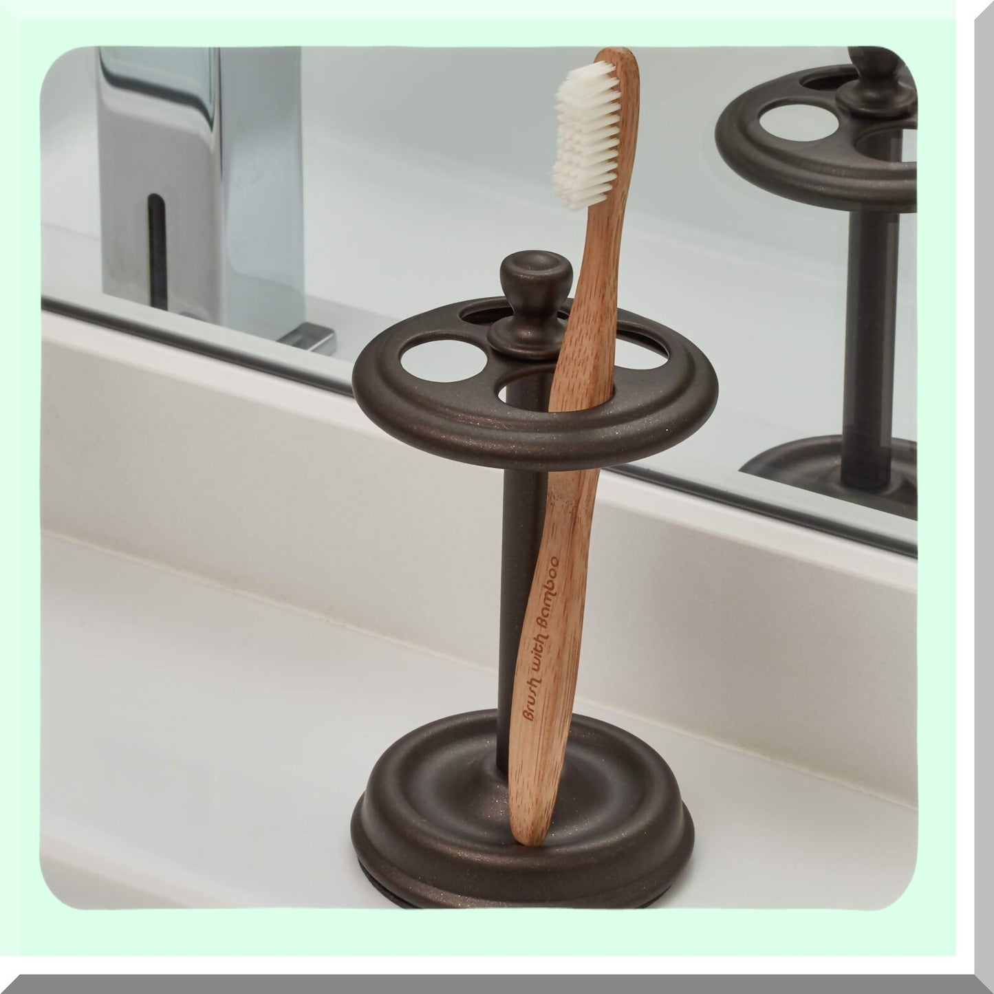 Metal Toothbrush Holder Cup for Bathroom, Bronze, 4 Slots