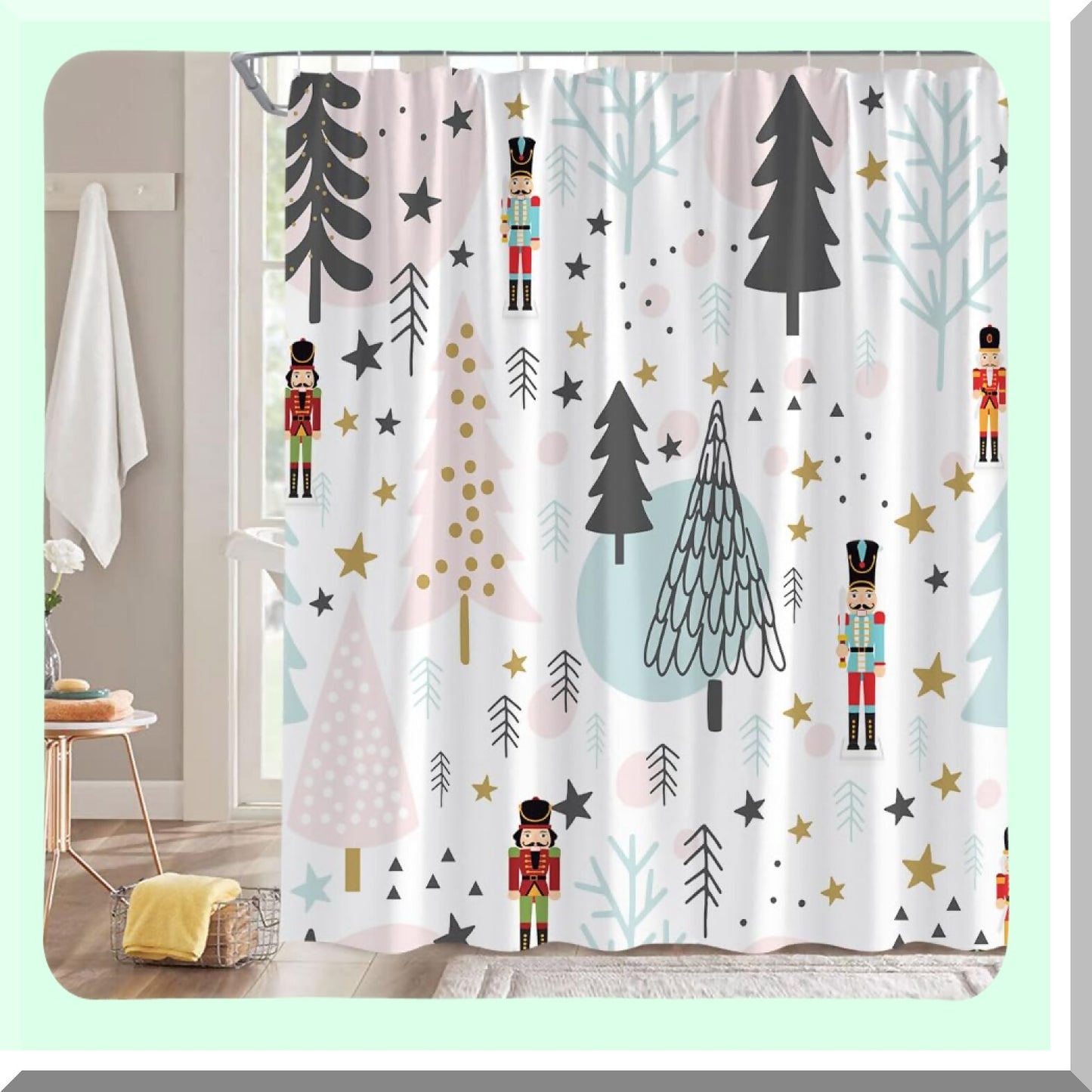 Tree Shower Curtain Pink Blue 70" x 70"