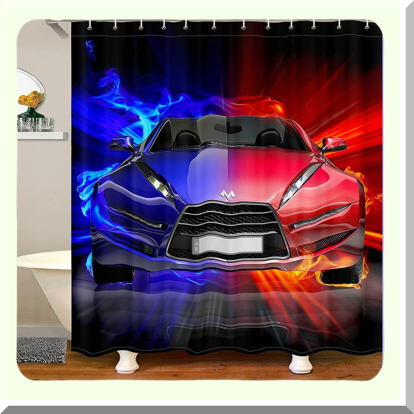 Race Car Shower Curtain Boys Teens 72x72