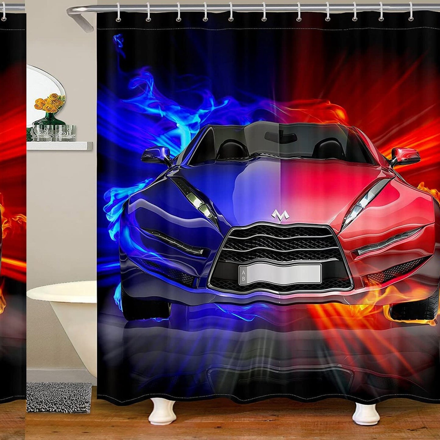 Race Car Shower Curtain Boys Teens 72x72