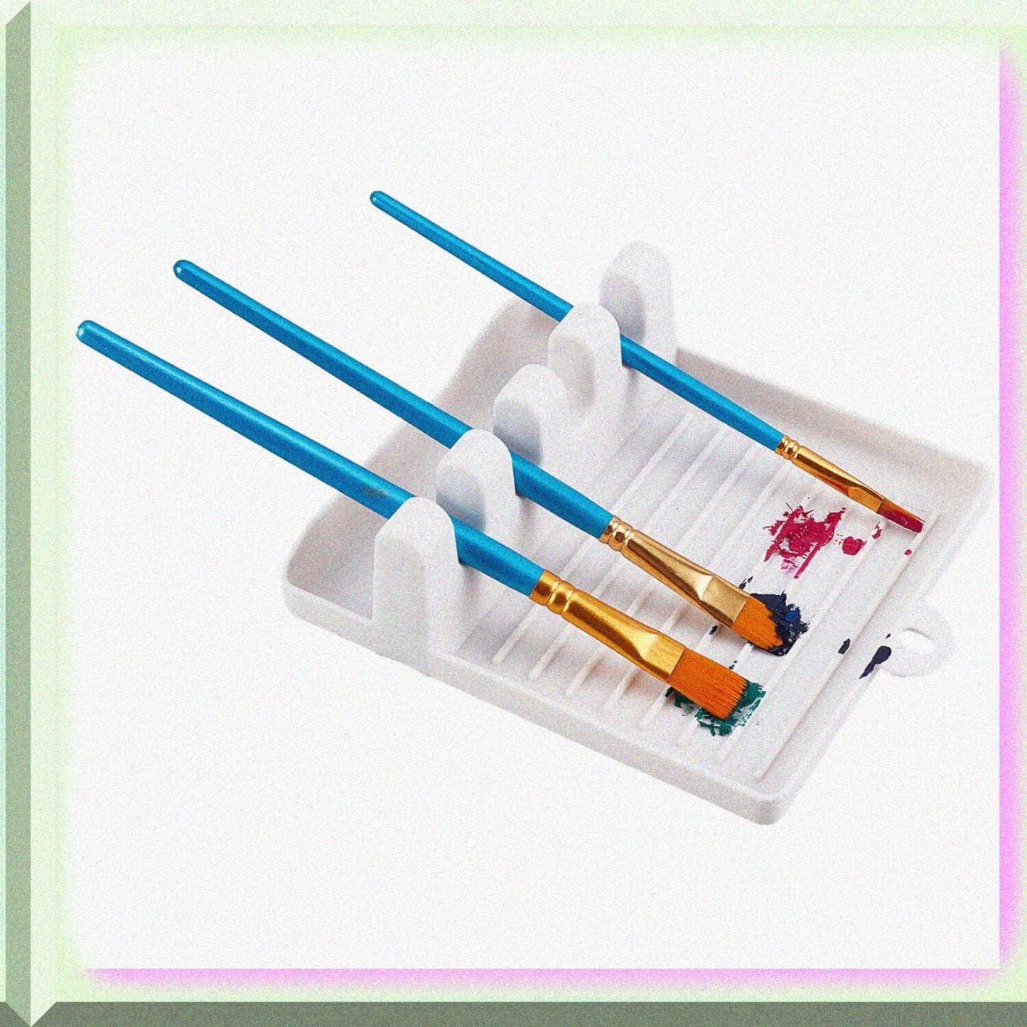 Paint Brush Rest Holder White Plastic 4 Slots