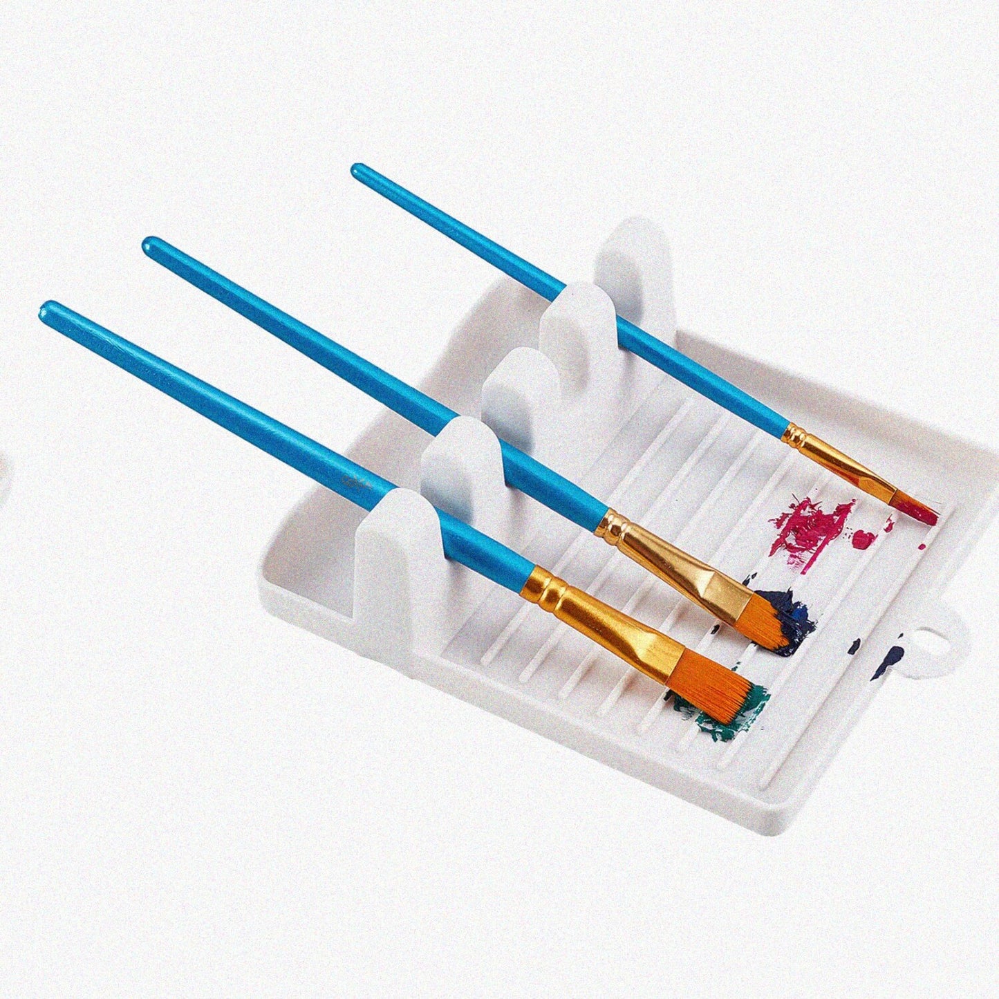 Paint Brush Rest Holder White Plastic 4 Slots