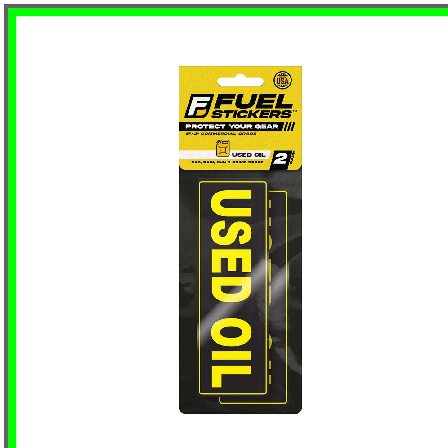 Weatherproof Used Oil Storage Stickers for Tanks and Drums - 2 Pack