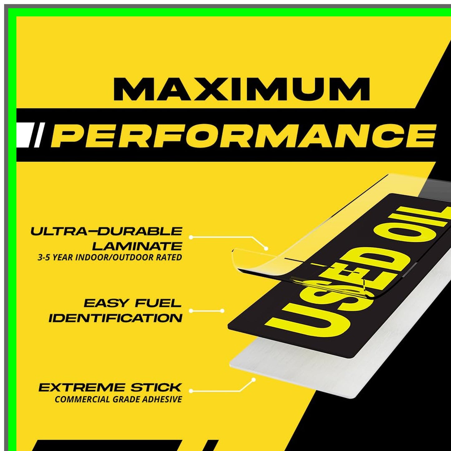 Weatherproof Used Oil Storage Stickers for Tanks and Drums - 2 Pack