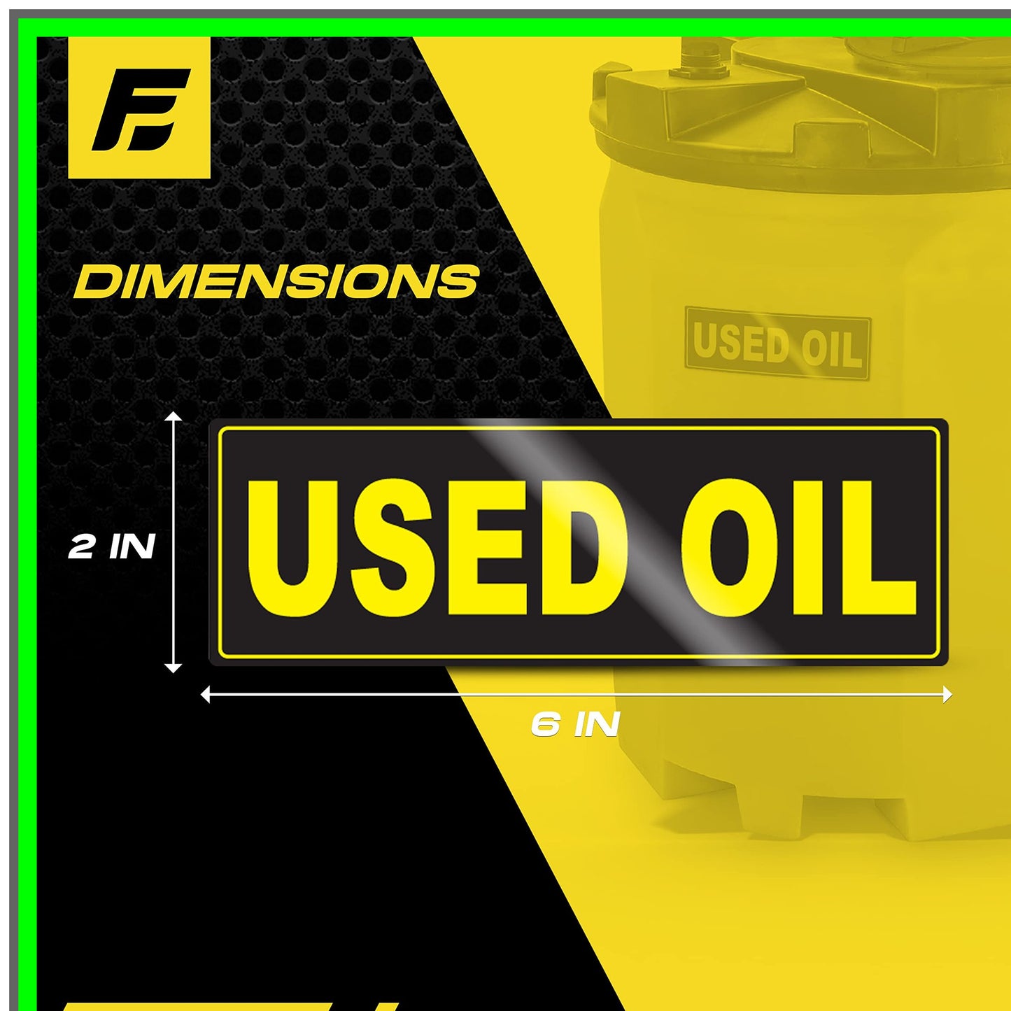 Weatherproof Used Oil Storage Stickers for Tanks and Drums - 2 Pack