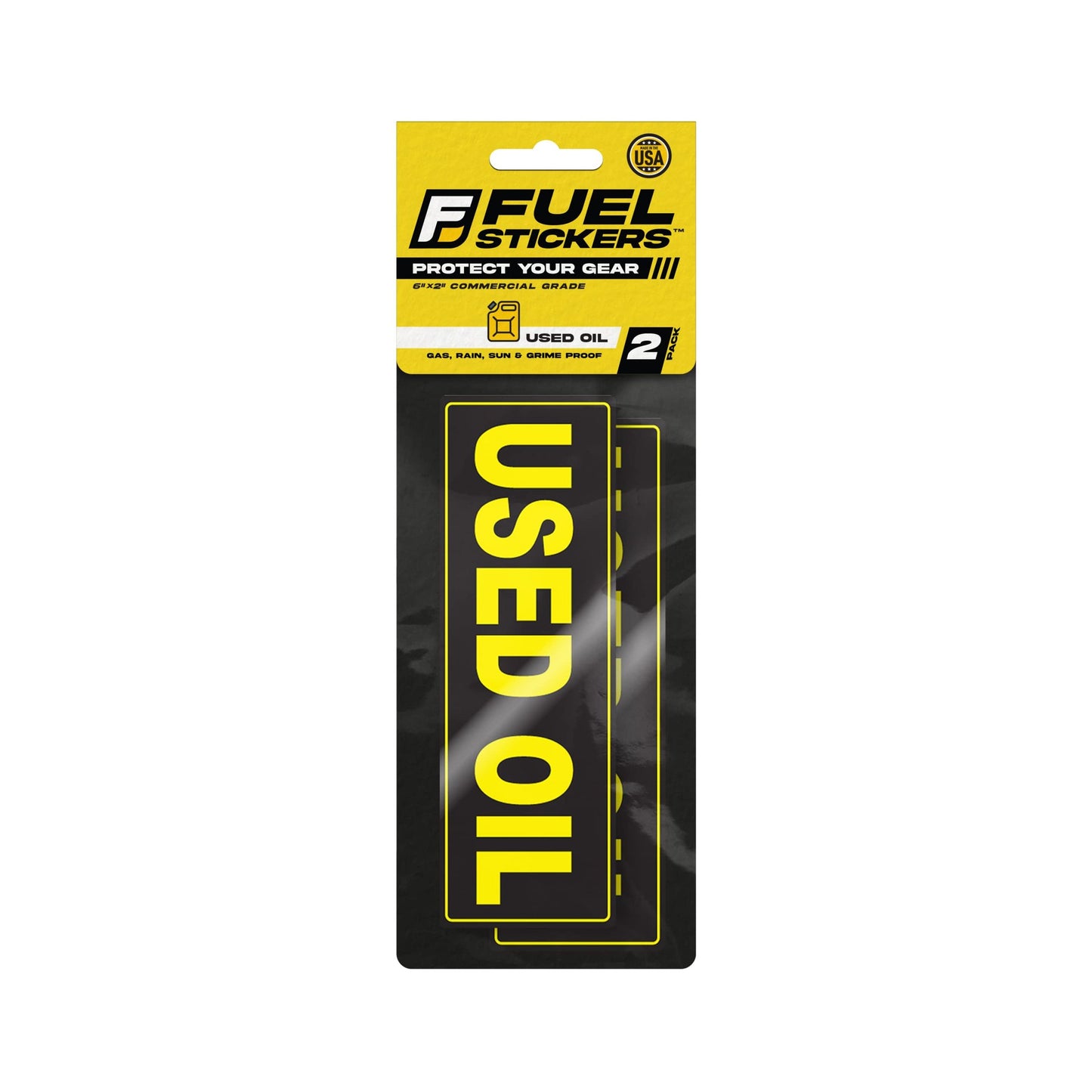 Weatherproof Used Oil Storage Stickers for Tanks and Drums - 2 Pack