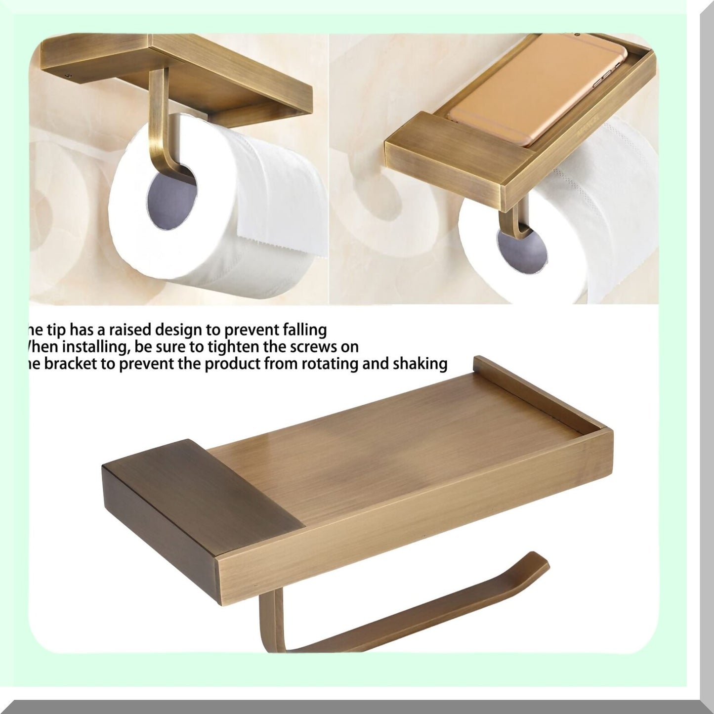 Copper Tet Paper Holder with Phone Shelf