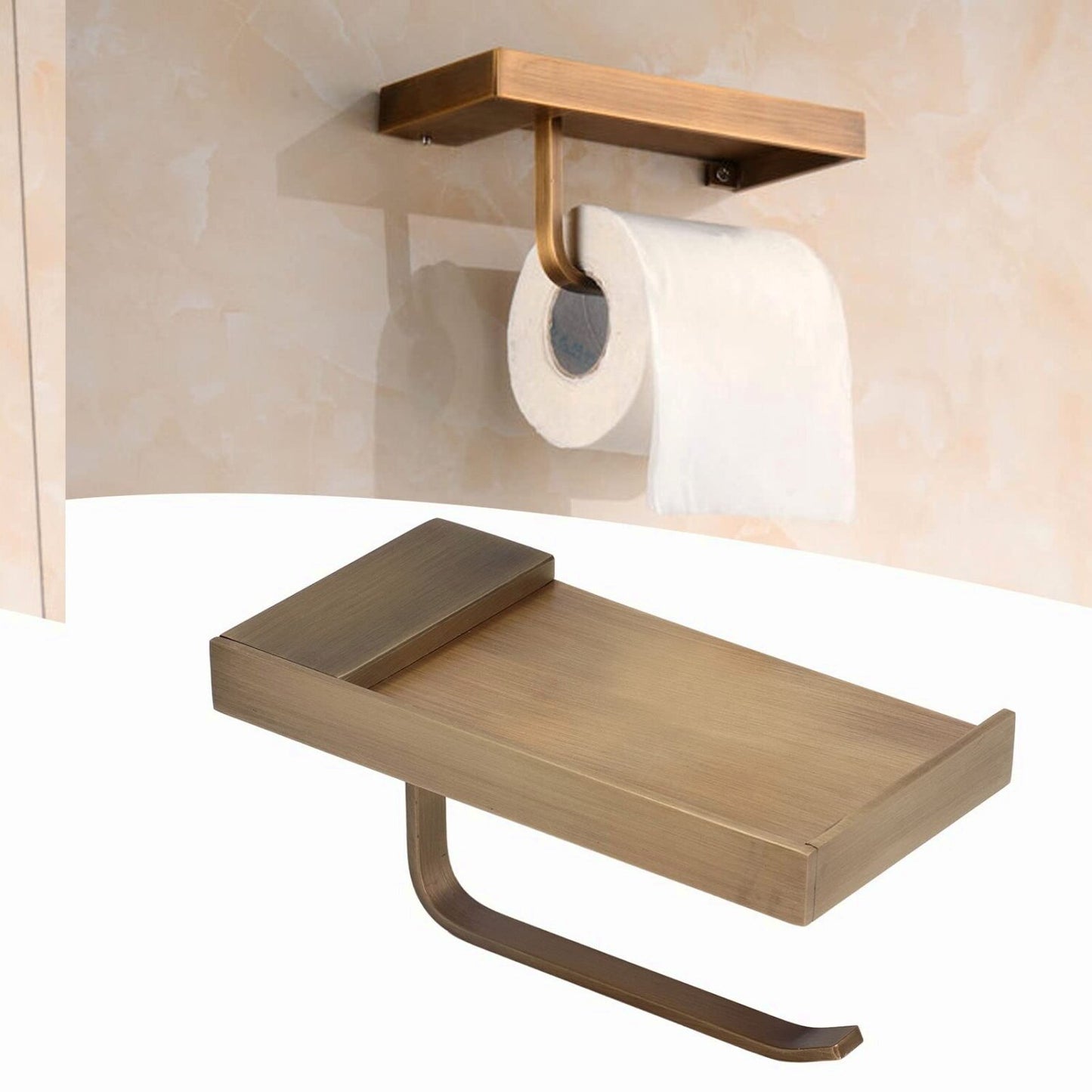 Copper Tet Paper Holder with Phone Shelf