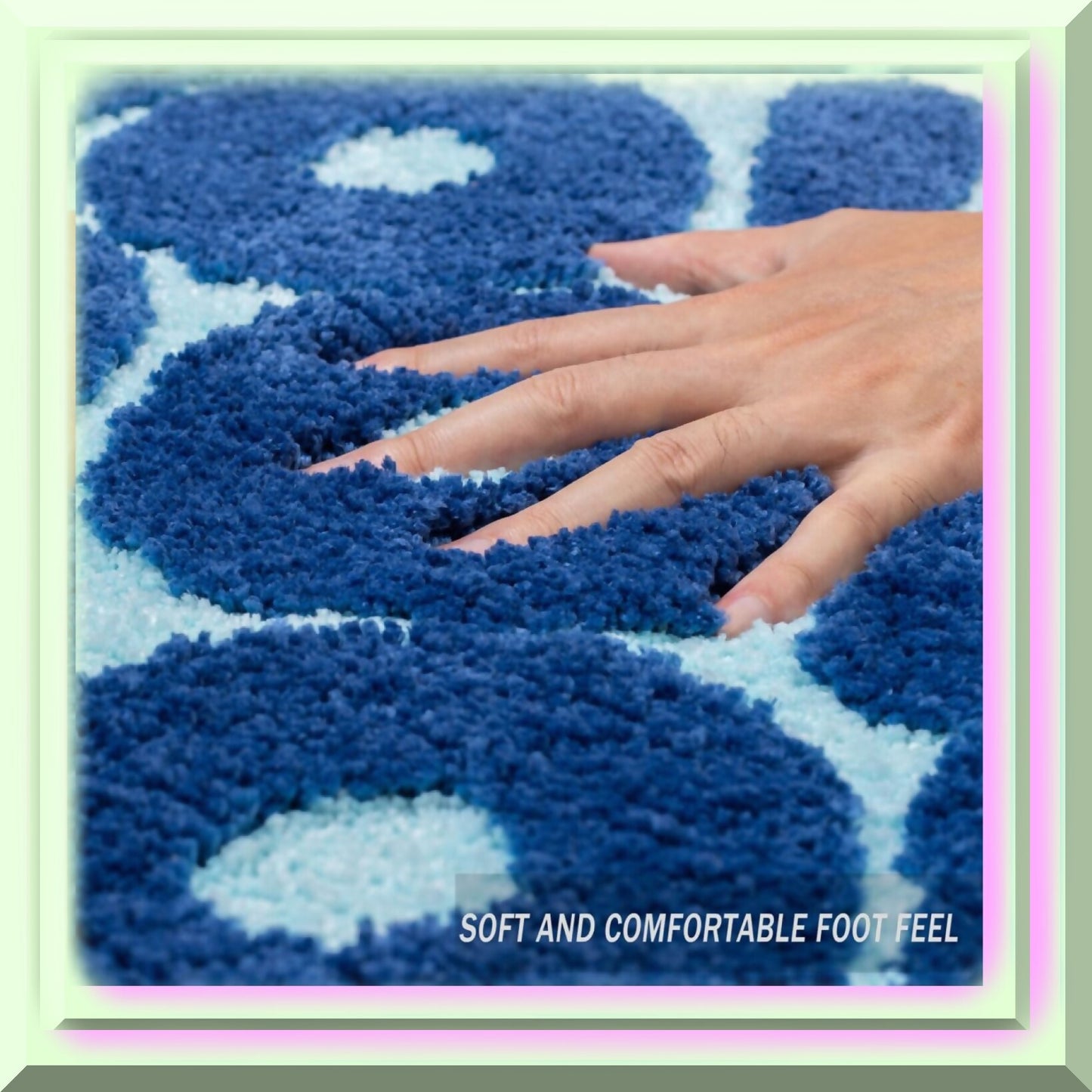 Blue Bath Mat 25"x21" Non Slip Microfiber Plush