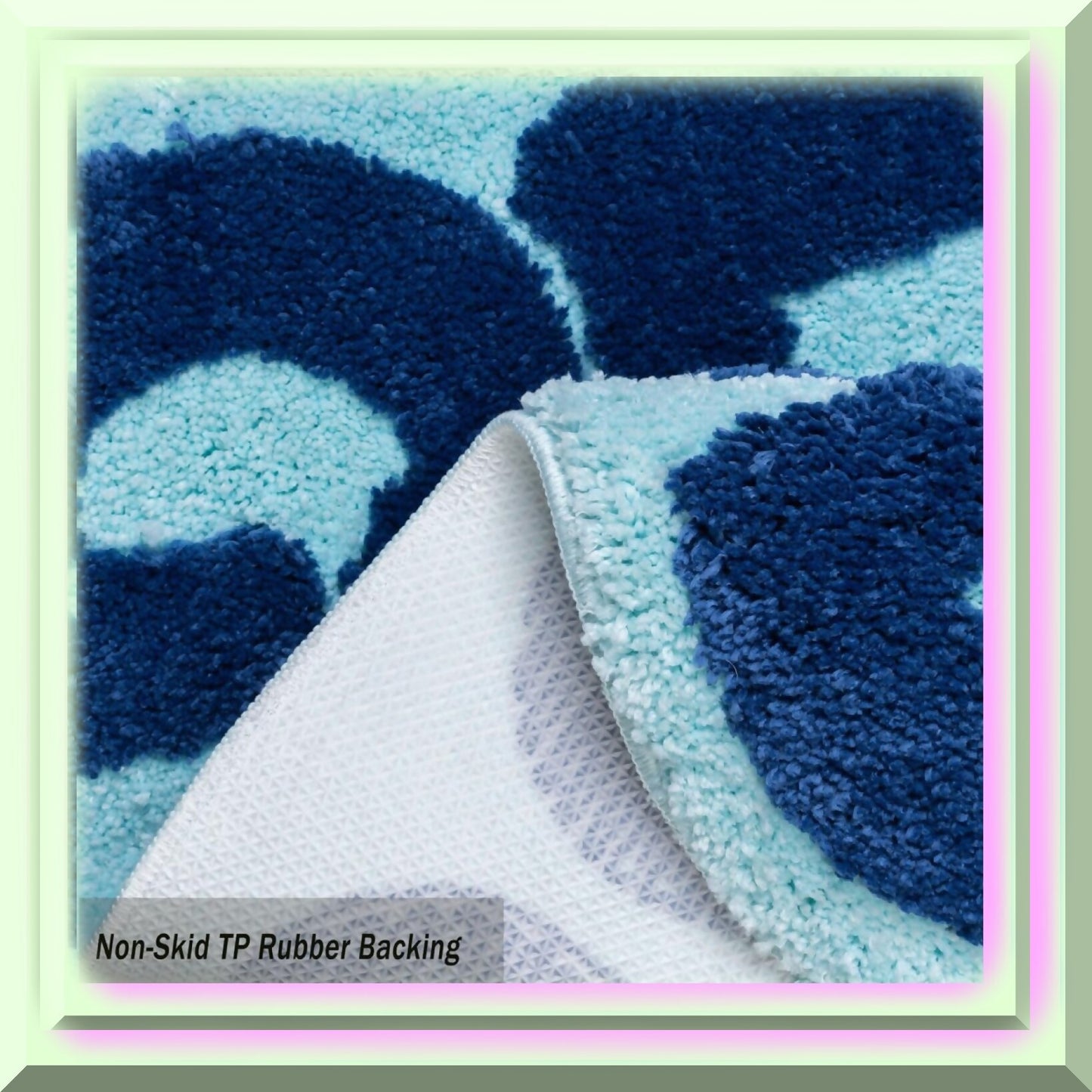 Blue Bath Mat 25"x21" Non Slip Microfiber Plush