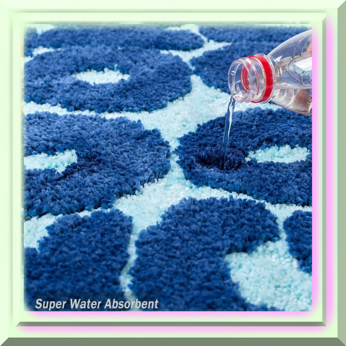 Blue Bath Mat 25"x21" Non Slip Microfiber Plush