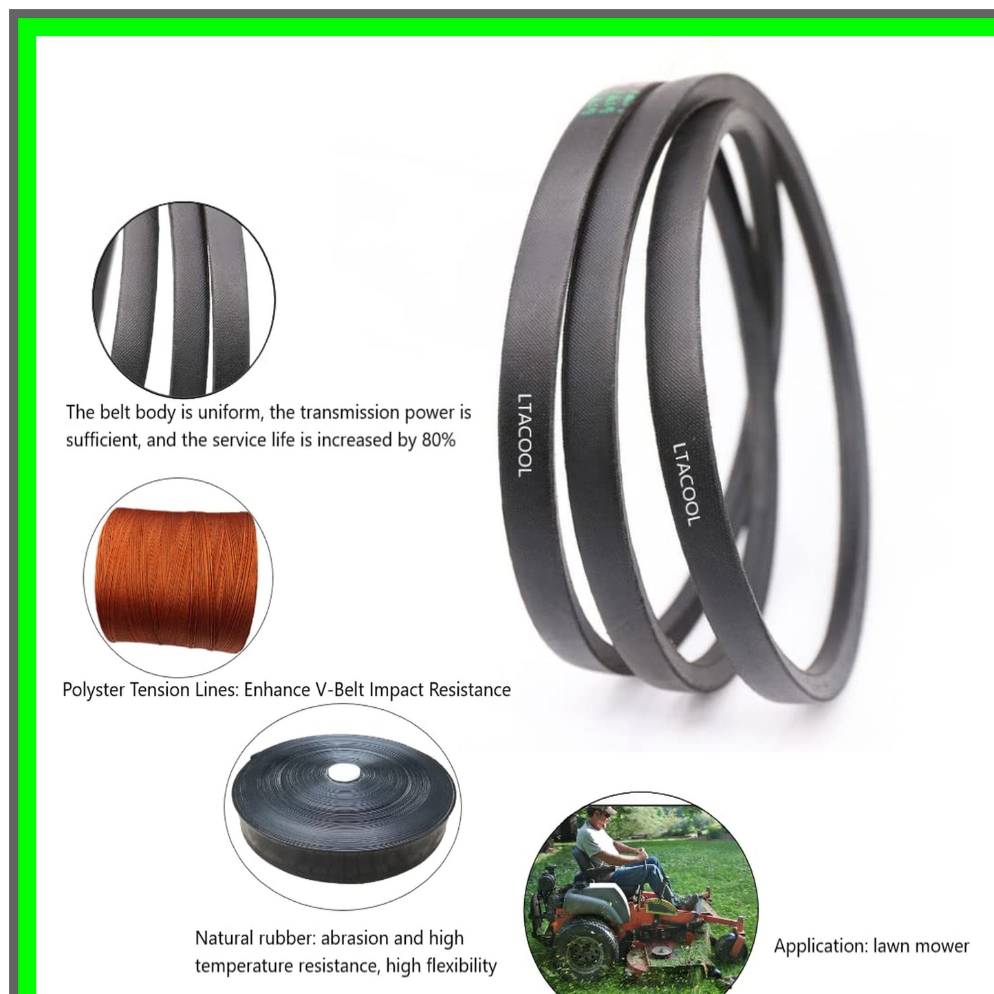 Durable Lawn Mower Deck Belt 5/8" x 141.75" for Bush Hog 88667