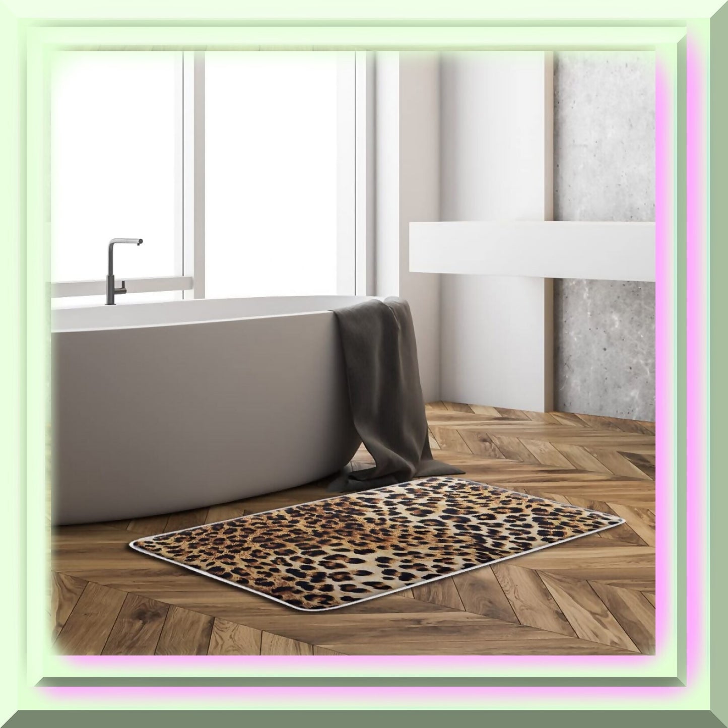 Leopard Print Bath Mat 17.8x29.5 Inch